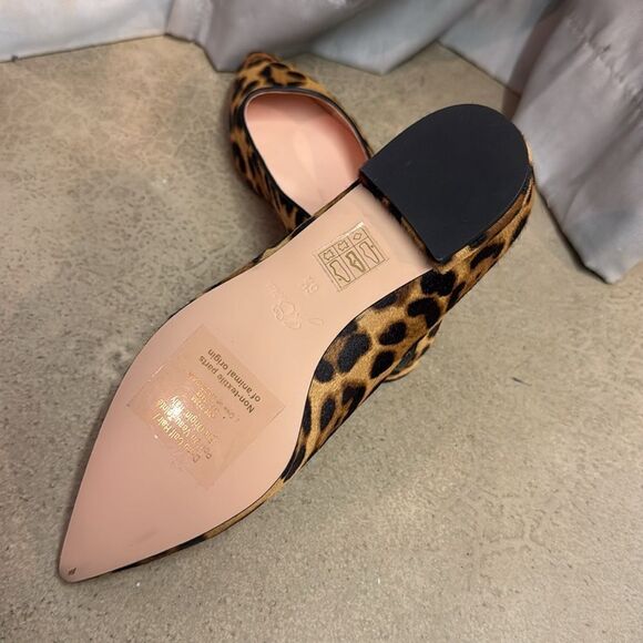J. Crew Leather Pointed-toe Flats In Leopard Calf Hair Size 6.5 B29 - Picture 7 of 9